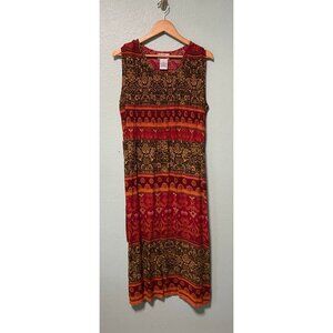 Elegant Red and Orange Sleeveless Dress